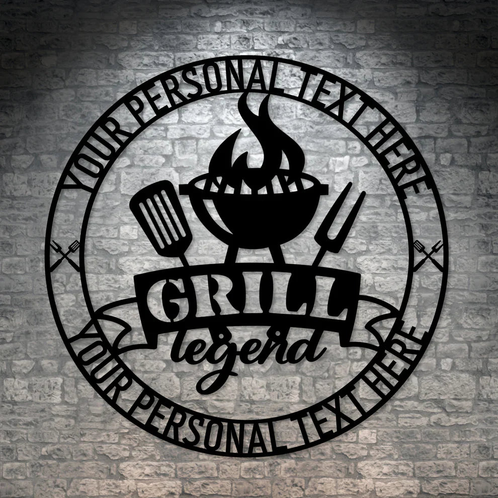 Personalized Grill Legend Metal Sign