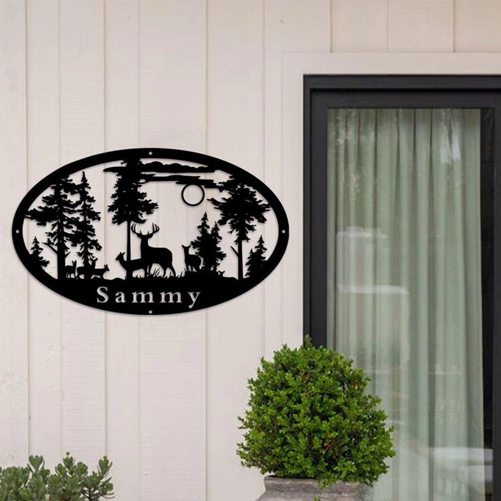 Custom Oval Deer Metal Cabin Sign