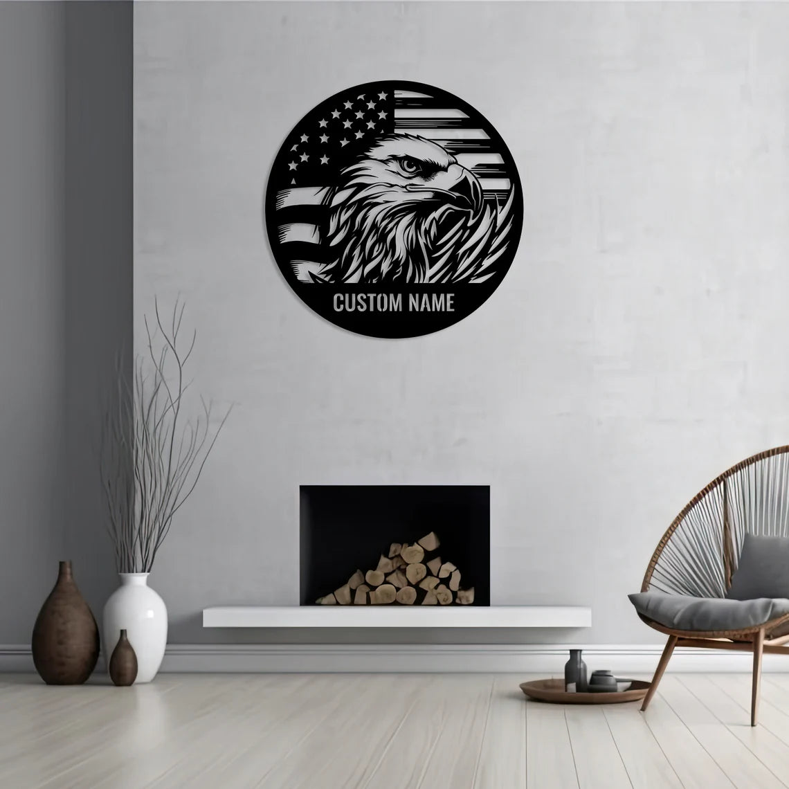 Custom Eagle US Flag Metal Sign