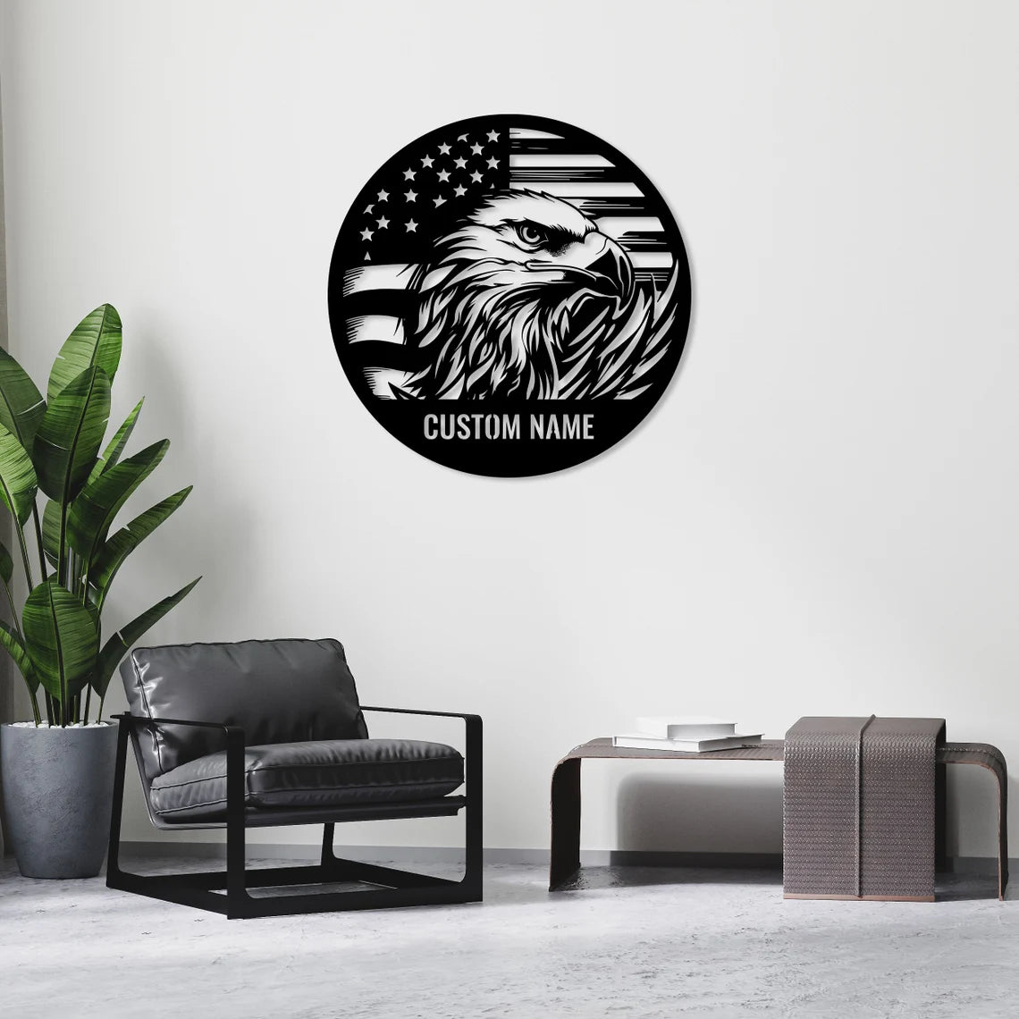 Custom Eagle US Flag Metal Sign