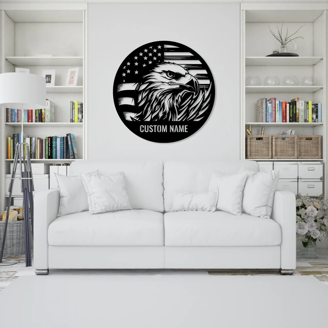Custom Eagle US Flag Metal Sign