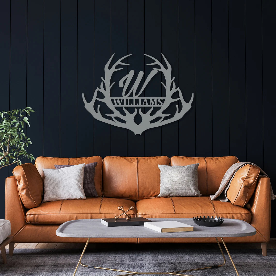 Deer Antler Metal Sign