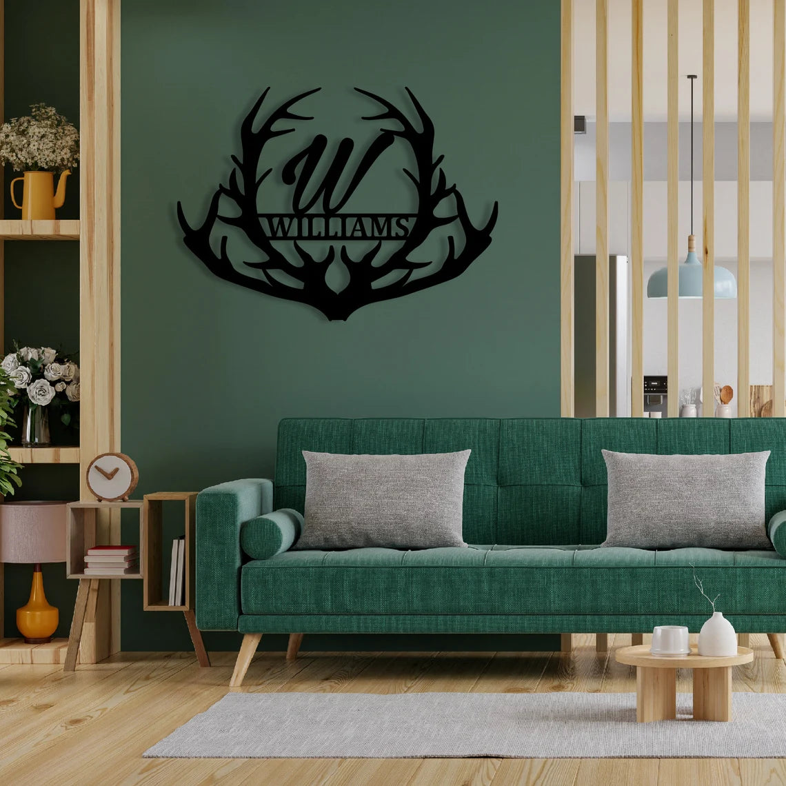 Deer Antler Metal Sign