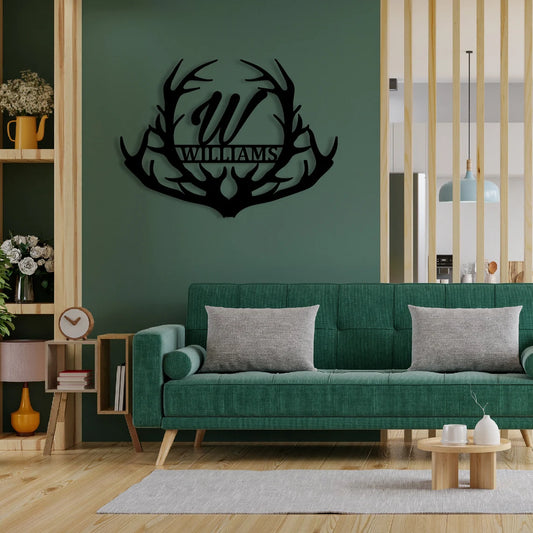 Deer Antler Metal Sign