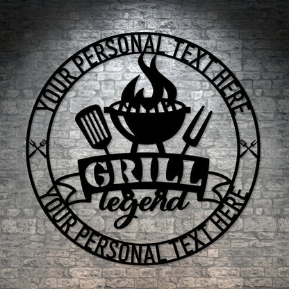 Personalized Grill Legend Metal Sign
