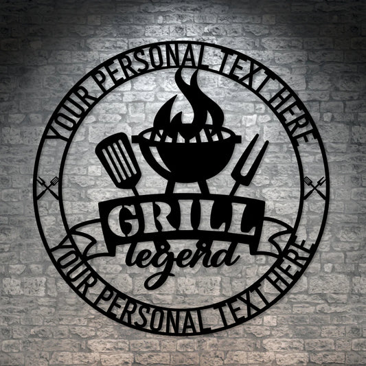 Personalized Grill Legend Metal Sign