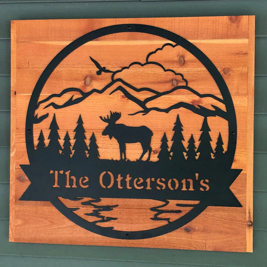 Personalized Moose Monogram Signs for Outdoor Charm