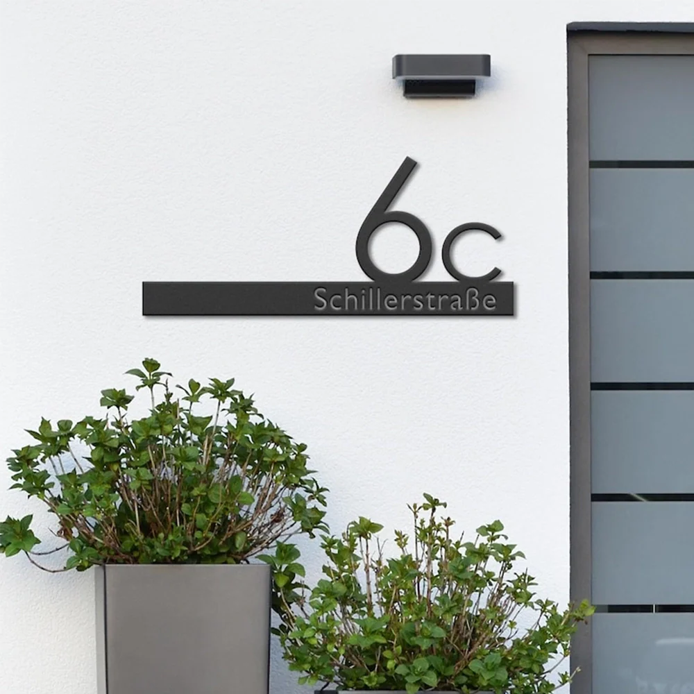 Modern Weatherproof Steel House Number Sign