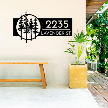 Pine Tree Address Metal Sign.
