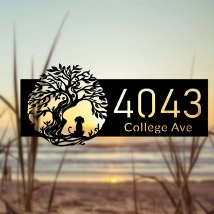 Tree of Life with Dog Address Sign
